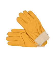 Рукавиці робочі жовті з текстильним стягувачем YATO : шкіра, розмір 10 [10/120]