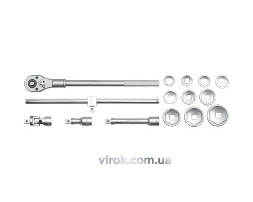 Набір головок торцевих YATO : квадрат 3/4", М=30-60 мм з інструментами, 15 шт. [1]