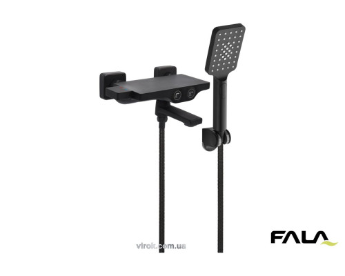 Змішувач води FALA для ванни з душом "NOIR 2" з кульовим регулятором, латунний корпус [8]