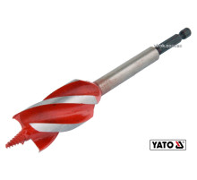 Сверло по дереву YATO : HRC 40-45, Ø= 28 мм, l= 165 мм, с 4 кромками, HEX- 1/4" [50/100]