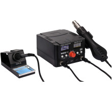 Паяльная станция + фен сетевые YATO; Р= 75Вт, t°= 200-480°С, жало 900М, фен t°= 100-480°С 750В [6]