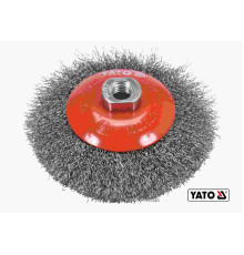 Щітка зачисна з нержавіючої сталі, дискова до КШМ YATO : Ø=125 мм, гайка- М14, 12500 об/хв [10/60]