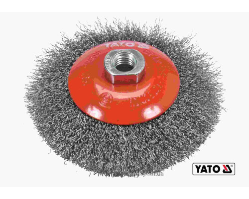 Щітка зачисна з нержавіючої сталі, дискова до КШМ YATO : Ø=125 мм, гайка- М14, 12500 об/хв [10/60]