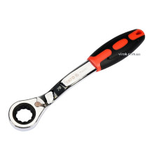 Ключ накидний, вигнутий з тріщаткою YATO: М20,HRC 42-48, Cr-V,з прогумованою ергономічною ручкою(DW)