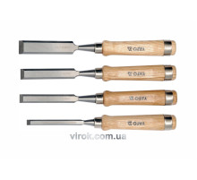 Стамески с деревянными ручками YATO: b=10-16-20-25 мм. CrV. 4 шт. [5/20]