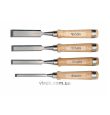 Стамески з дерев'яними ручками YATO : b= 10-16-20-25 мм. CrV. Набір 4 шт. [5/20]