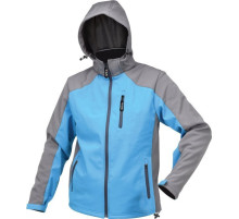 Куртка робоча SOFTSHELL з прикріп капюшоном YATO розм XXXL, синьо-сіра, 3 кише, 96% поліес і 4% спан