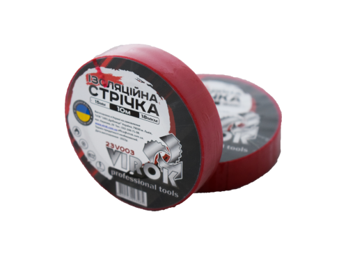 Стрічка ізоляційна VIROK : 15 мм х 10 м x 0,18 мм ЧЕРВОНА [15/240]