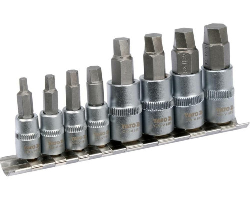 Набір естракорів гвинтів YATO торцеві з HEX спіральні квадрат 1/4" і 3/8", 8 шт