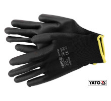 Перчатки рабочие нейлоновые YATO черные, размер 9 [50/100]