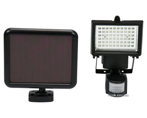 Прожектор діодний з датчиком руху YATO : сонячна батарея, Li-Ion 3,7 В ; P= 4 Вт, Ф= 380 lm [12]