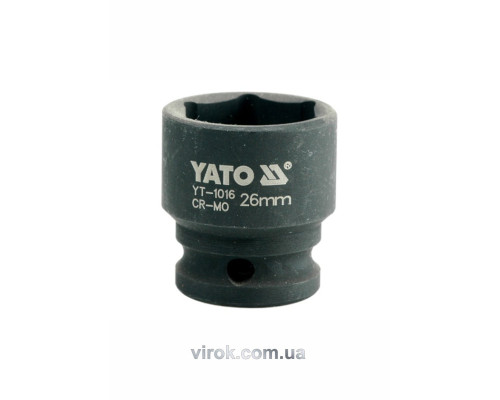 Головка торцева ударна 6-гранна YATO : квадрат 1/2", М= 26 мм, L= 43 мм [24/96]