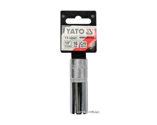 Головка торцевая к "свечам" двигателя YATO: квадрат-1/2", М16, CrV [Блистер] [10/160]