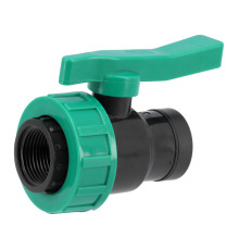 Кран шаровой к водяным пластиковым трубам Ø= 1" Х 1" F/F-резьб FLO из полипроп, для давления 16Bar [40]