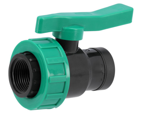 Кран шаровой к водяным пластиковым трубам Ø= 1" Х 1" F/F-резьб FLO из полипроп, для давления 16Bar [40]