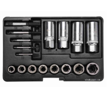 Набор экстракторов YATO: квадрат-1/2" 3/8", CrV и CrMo, для удаления сломанных винтов. 17 Ед. [10]