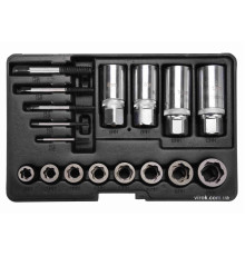 Набір екстракторів YATO : квадрат-1/2" 3/8", CrV і CrMo, для видалення зломаних гвинтів. 17 Од. [10]