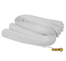 Хомут-липучка для кабеля VOREL : 25 x 450 мм, сірий, нейлон + поліестер + поліуретан, 10 шт [50/100]