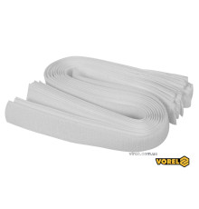 Хомут-липучка для кабеля VOREL : 25 x 450 мм, сірий, нейлон + поліестер + поліуретан, 10 шт [50/100]