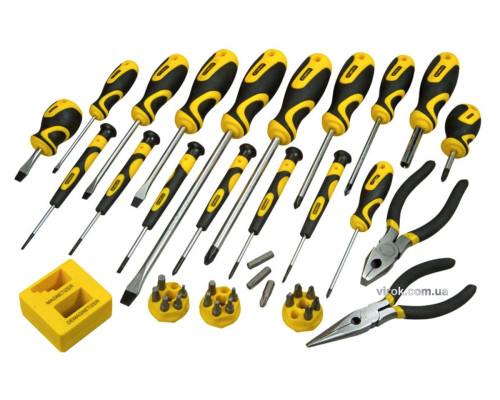 Набір викруток і насадок STANLEY : сумка, плоскогубці, магнітезатор, 39 елементів.