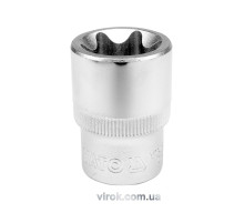 Головка торцева YATO : TORX E20, квадрат 1/2", L= 38 мм. CrV,  [12/120/240]