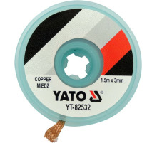 Стрічка плетена з міді для очищення від припою YATO, l= 1,5 м, W= 3 мм в котушці в корпусі [30]