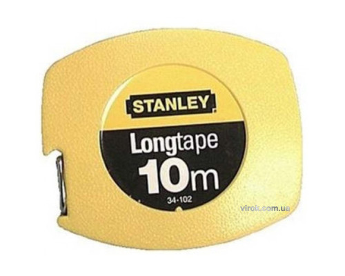 Лента измер. стальная STANLEY в ударопрочный. пластик.корпуса "LongTape", l=10 м, b=9.5 мм Dw