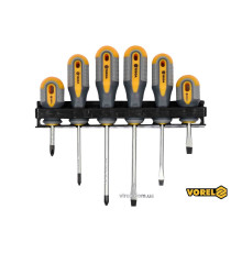 Набір викруток VOREL : SL6.5x38/5.5 x75/6.5 x100 мм, PH2 x 38/PH1x75/PH2 x100 мм, Cr-V, 6шт [10/20]