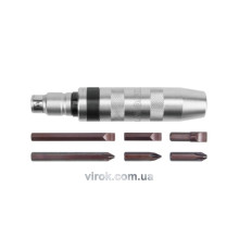 Викрутка реверсивна ударна YATO : Цільнометалева, 6 насадок, квадрат1/2". Набір 7 од" [5/20]