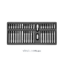 Набор отверточных насадок YATO : адаптеры 1/2",3/8", HEX SPLINE TORX CrV [мет. Кейс] 40 шт. [10]