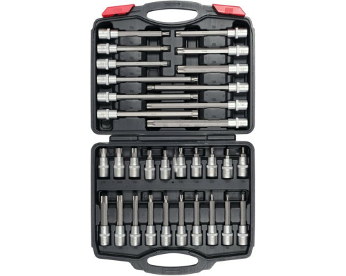 Набір головок торцевих з насадками TORX YATO до квадрату 1/2". T20-T70, l= 55-200 мм, 32 елем. [3]