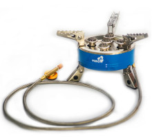 Плита газова туристична VIROK 7кВт, 5 конфорок + шланг з різьбовим (7/16) з'єднанням [12]