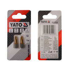 Насадка викруткова YATO PZ2 х 25 мм. HEX 1/4", покрита титаном, 2 шт.