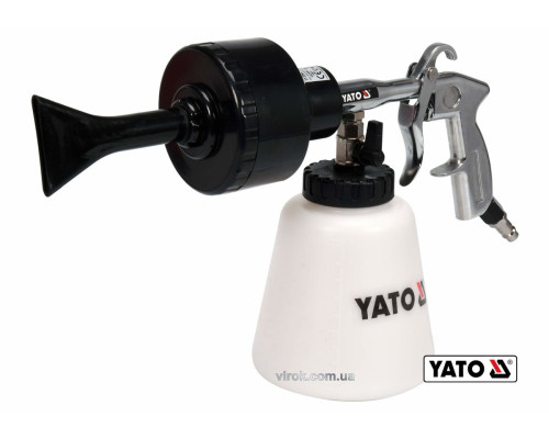 Пістолет пневматичний для утворення піни YATO : бак- 1 л, турбо-сопло, 113 л/хв, тиск- 0.62 МПа [10]