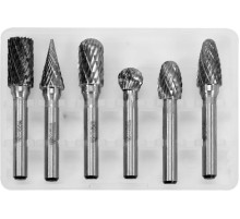 Фрези різної форми з карбіду вольфрама YATO, Ø= 10 мм, зі шпинделем Ø= 6 мм, компл. 6 шт. [20/40]
