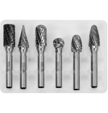Фрези різної форми з карбіду вольфрама YATO, Ø= 10 мм, зі шпинделем Ø= 6 мм, компл. 6 шт. [20/40]