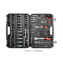 Набір головок торцевих YATO : квадрат 1/2", 3/8", 1/4" з інстр-ми, насадки викруткові. 173 шт. [2]