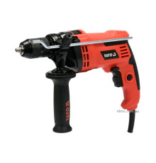 Дриль ударний мережевий YATO : P= 810 Вт, з самозатискним металевим патроном для свердл Ø≤ 13 мм [5]