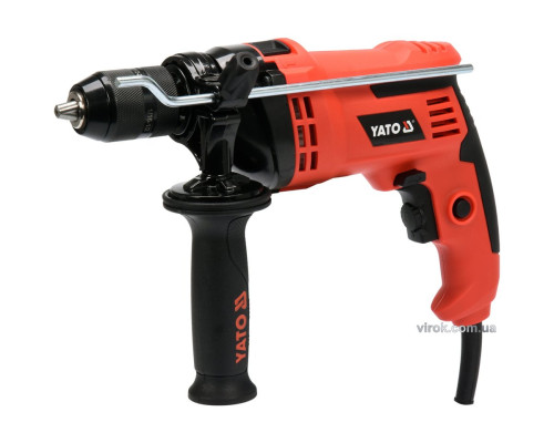 Дриль ударний мережевий YATO : P= 810 Вт, з самозатискним металевим патроном для свердл Ø≤ 13 мм [5]
