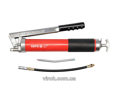 Шприц мастильний YATO, 600 см³, 27-41 MPa. з жорстк. і гнучк. аплікаторами [6/12]