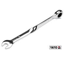 Ключ ріжково-накидний, кручений 90° з тріщаткою YATO : М= 8 x 153 мм, HRC 40-45, Cr-V [25/200]