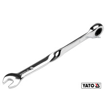 Ключ ріжково-накидний, кручений 90° з тріщаткою YATO : М= 8 x 153 мм, HRC 40-45, Cr-V [25/200]
