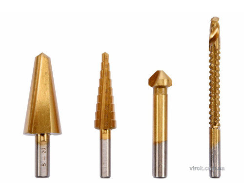 Свердла універсальні різновидні по металу STHOR: HSS 4241, 8-20мм, 4-12мм, 12.4мм, 6х90мм, 4 шт.[25]