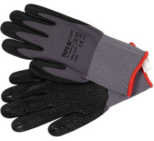 Рукавиці робочі нейлонові YATO покрите спіненим нітрилом з накрапленням, розмір 8, чорнр-сірі [12]