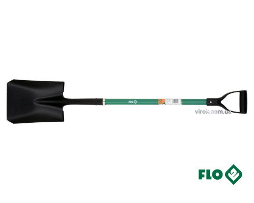 Лопата совковая FLO трапециевидная: 22.5 x 29 x 120 см, стальная основа, стекловолоконная ручка [6]