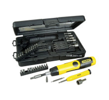 Отвертка реверсивная STANLEY "Pistol Grip Ratchet": трещотка, насадки, 38 шт.