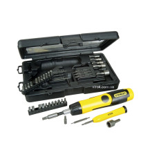 Викрутка реверсивна STANLEY "Pistol Grip Ratchet" : тріщатка, насадки, 38 шт.