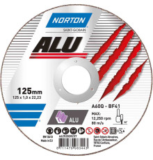 Диск відрізний по алюмінію  "NORTON-Alu" A46N; Ø= 125/22,2 мм, t= 1,6 мм