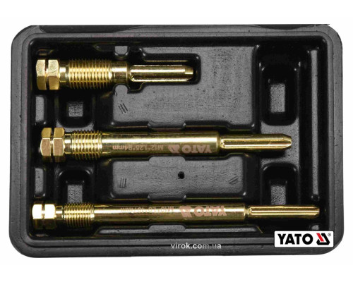 Набор для очистки гнезд свечей накаливания YATO: M10 x 1 мм, M12 x 1.25 мм, Cr-V, 3 шт + кейс [10]