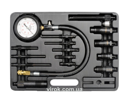 Компрессометр для дизельных двигателей YATO: 7 МПа, со снаряжением, 16 шт + кейс [5]